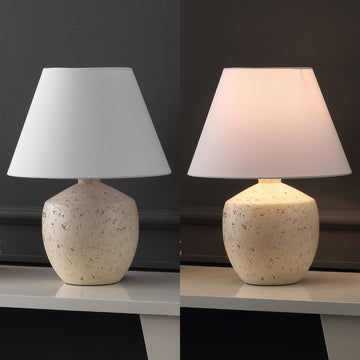 Myron 18" Minimalist Scandinavian Concrete Effect Resin/Iron LED Table Lamp - JONATHAN Y